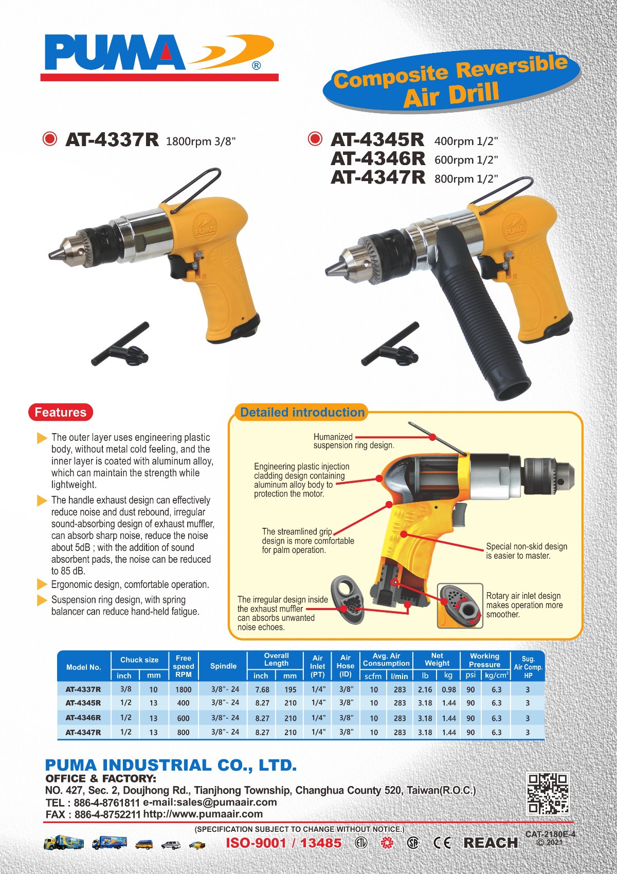 PUMA AT-4337R & AT-4345R & AT-4346R & AT-4347R Composite Reversible Air Drill