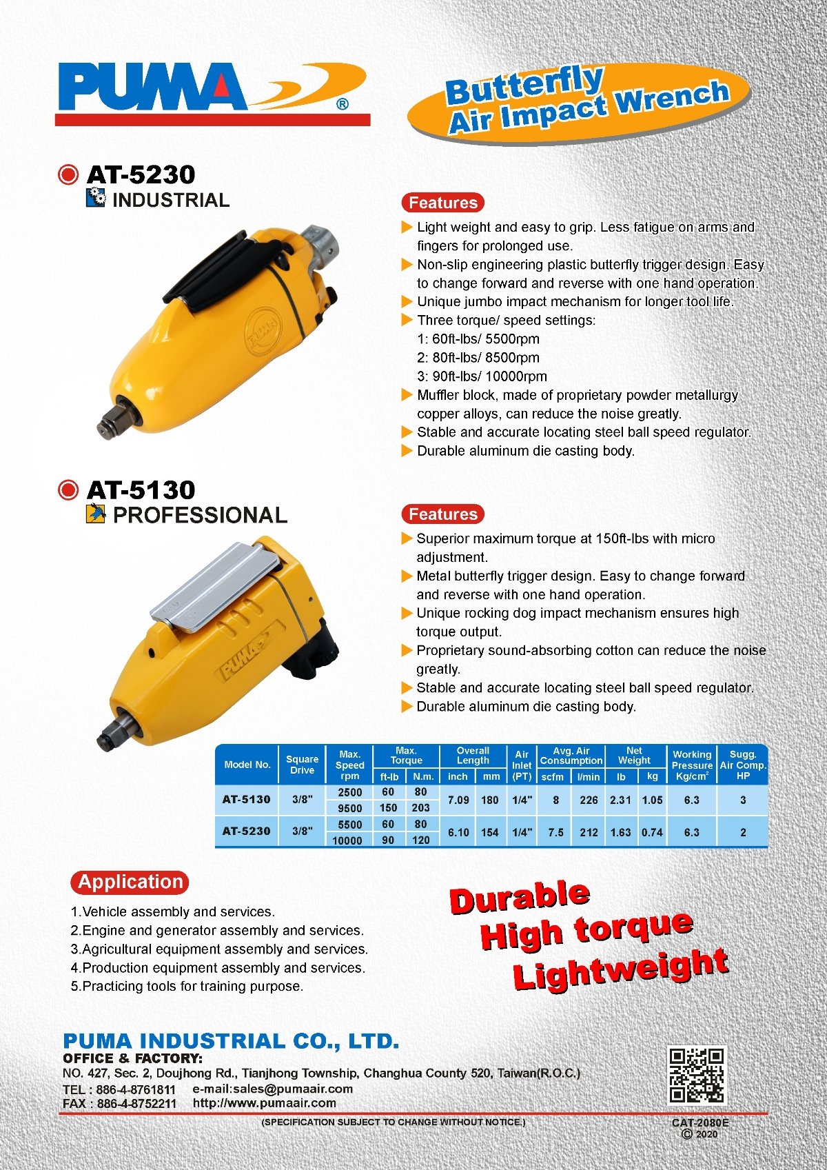 PUMA AT-5230 & AT-5130 Butterfly Air Impact Wrench